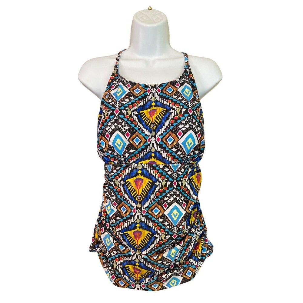 Womens Halter Tankini Swimsuit Top 14 Aztec Print Adjustable Straps Beach